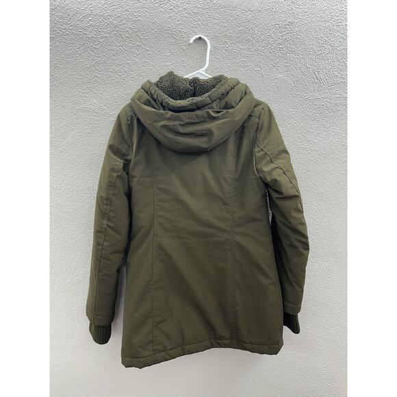 Womens DKNY Jacket Size XS Green Hooded Hidden Zip Up - Picture 12 of 16